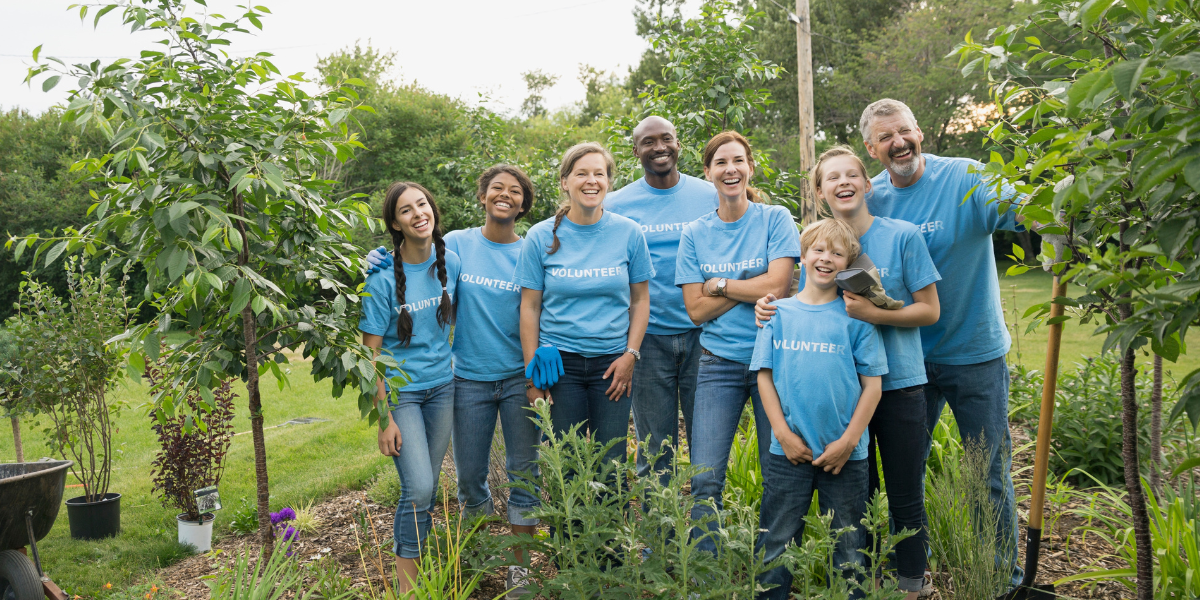 Group of volunteers in garden
